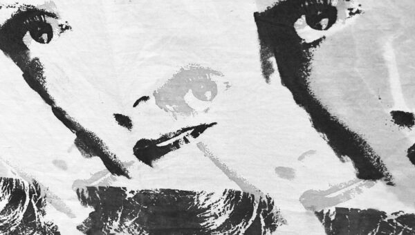 black and white overlays of feminine faces